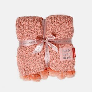 Peace Love World Oversized Knit Throw with Pom-Pom